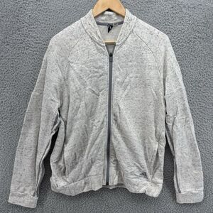 Adidas‎ Activewear Mens Medium White Heather Gray 3-Stripes Full Zip Sweatshirt